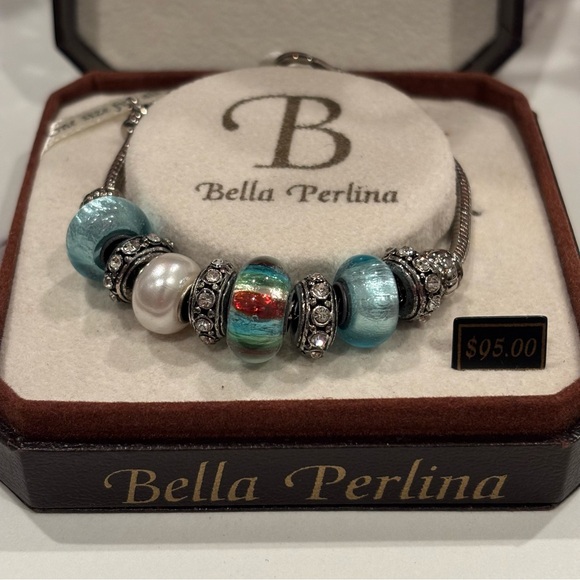 Bella Perlina Aqua and Silver Beaded Bracelet - Picture 3 of 8